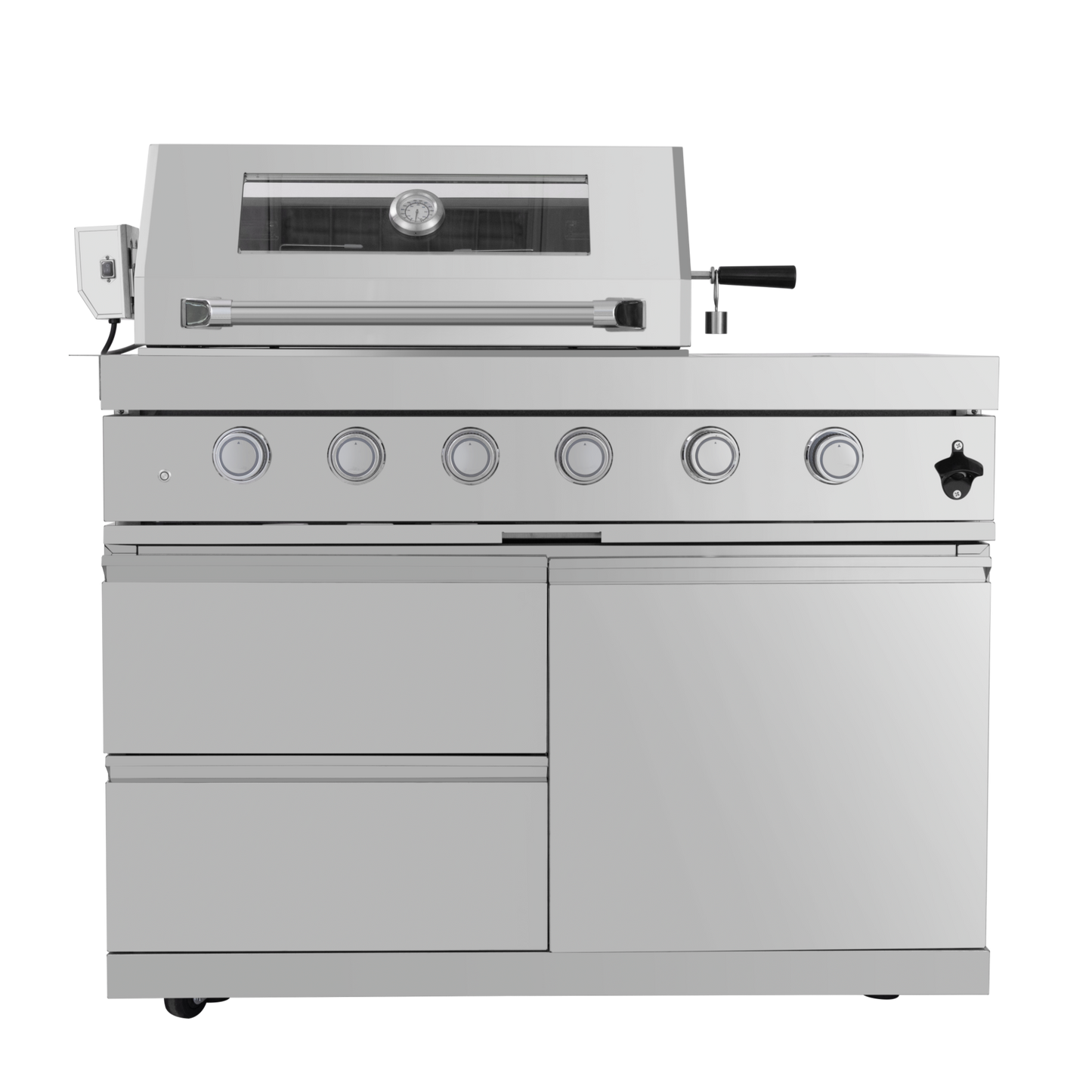 104" 4-Burner 72,000 BTU Silver Outdoor Kitchen Island Grill  with Storage Cabinets & Drawers