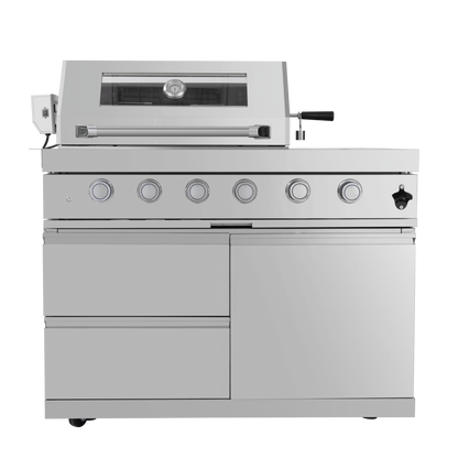 104" 4-Burner 72,000 BTU Silver Outdoor Kitchen Island Grill  with Storage Cabinets & Drawers