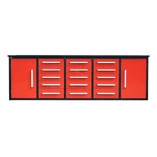 10ft Workbench Storage Cabinet with 15 Drawers & 2 Cabinets