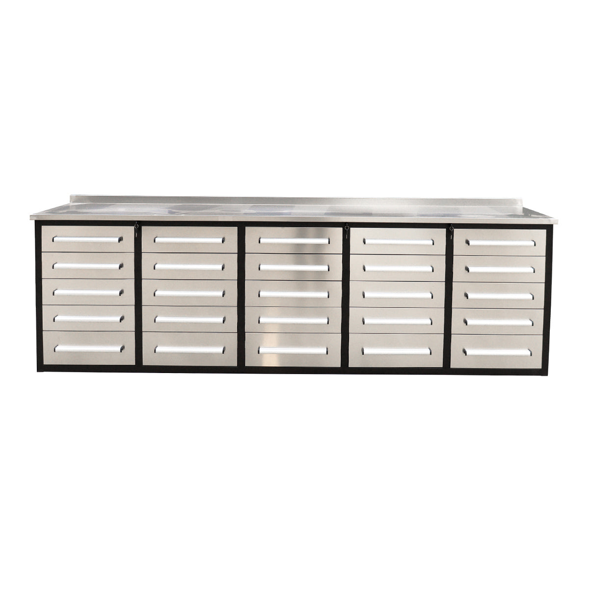 10ft 25-Drawer Storage Workbench with Wheels