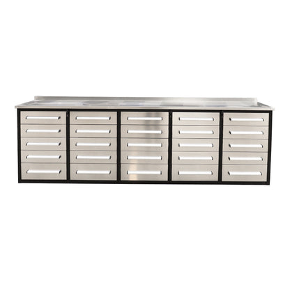 10ft 25-Drawer Storage Workbench with Wheels