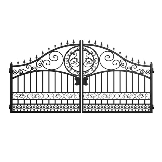14x8 ft Steel Dual Swing Driveway Gate-European Style