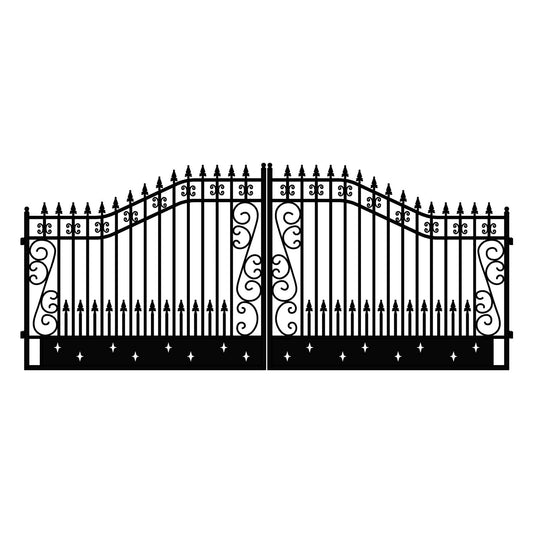 18x8 ft Steel Dual Swing Driveway Gate