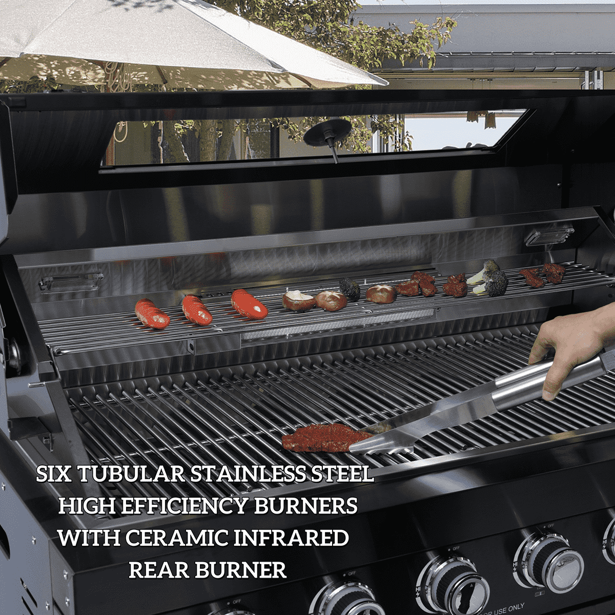 NG 85" 4-Burner 72,000 BTU Black Outdoor Kitchen Island Grill + Refrigerator + Sink