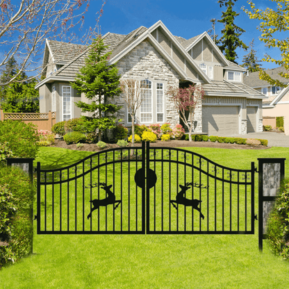 20x8 ft Dual Swing Driveway Gate with Ornamental Posts