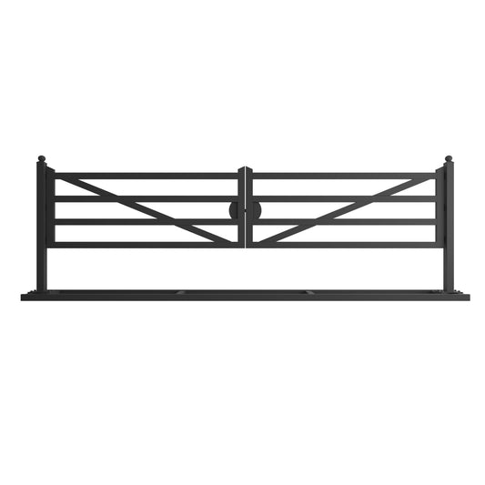 20 ft Farm Driveway Gate with Diagonal Tubes, Dual Swing