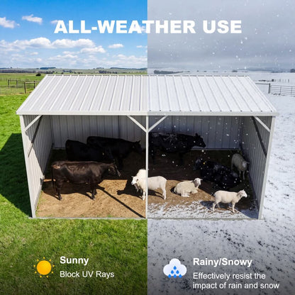 20'x12' Metal Livestock Shed for Horses & Farm Animals