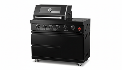 46" Black 4-Burner Outdoor Kitchen Islands Grill Side Burner