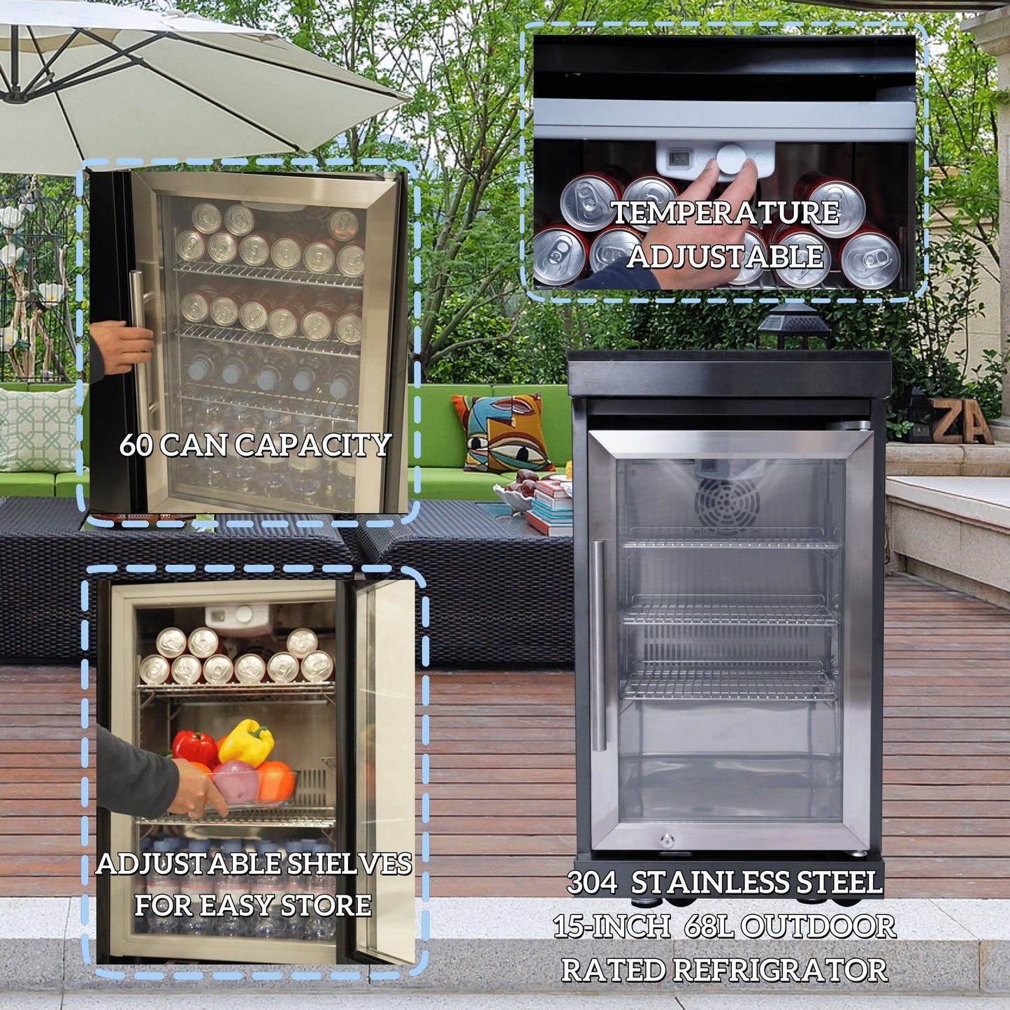 NG 85" 4-Burner 72,000 BTU Black Outdoor Kitchen Island Grill + Refrigerator + Sink