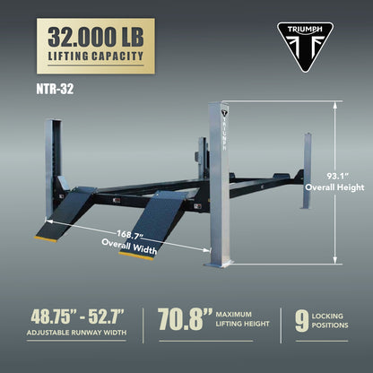 Triumph NTR-32 32,000 LB Heavy Duty Four Post Auto Lift