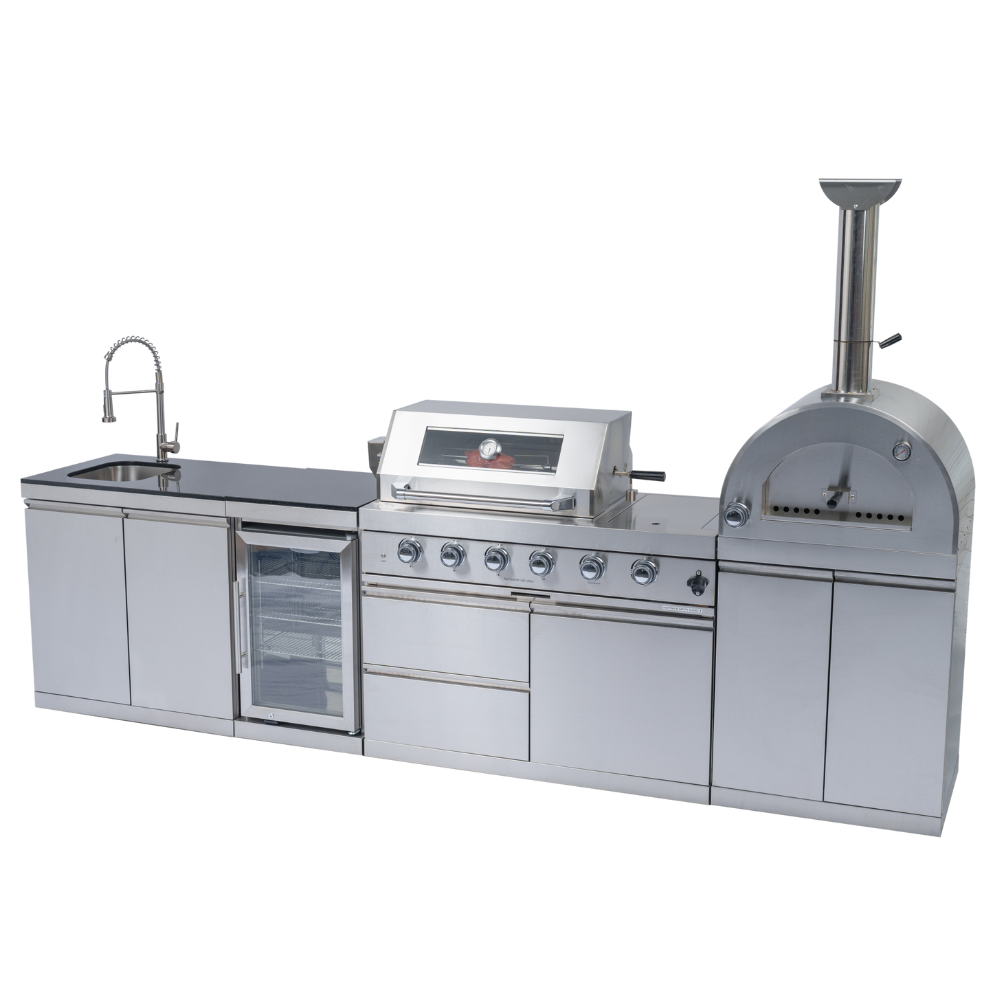 125" 10,8000 BTU 4-Burner Outdoor Kitchen Island Grill with Pizza Oven