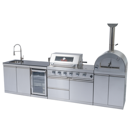 125" 10,8000 BTU 4-Burner Outdoor Kitchen Island Grill with Pizza Oven