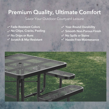 46" Square Picnic Table With Umbrella Hole