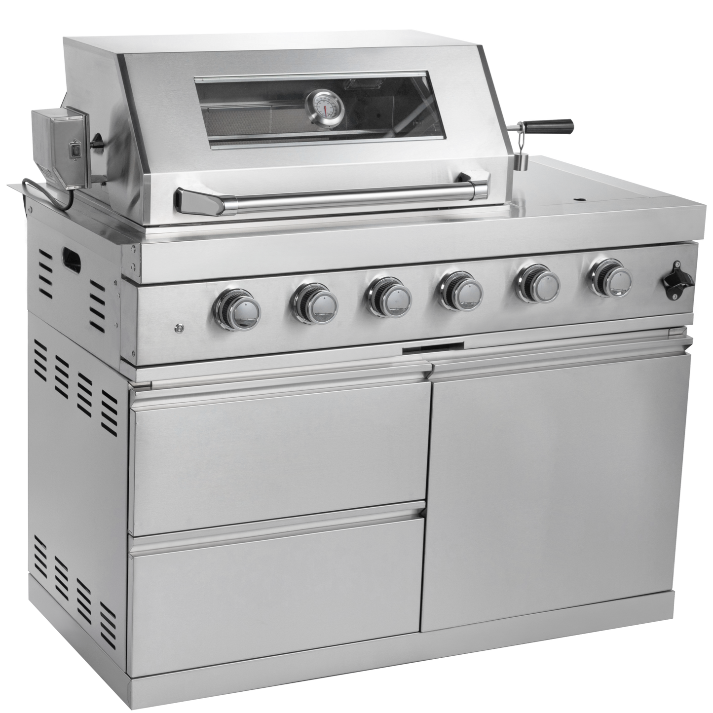 104" 4-Burner 72,000 BTU Silver Outdoor Kitchen Island Grill  with Storage Cabinets & Drawers