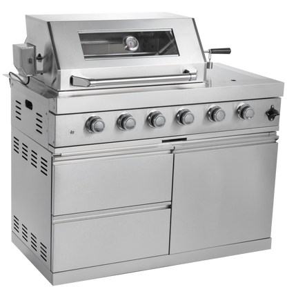 104" 4-Burner 72,000 BTU Silver Outdoor Kitchen Island Grill  with Storage Cabinets & Drawers