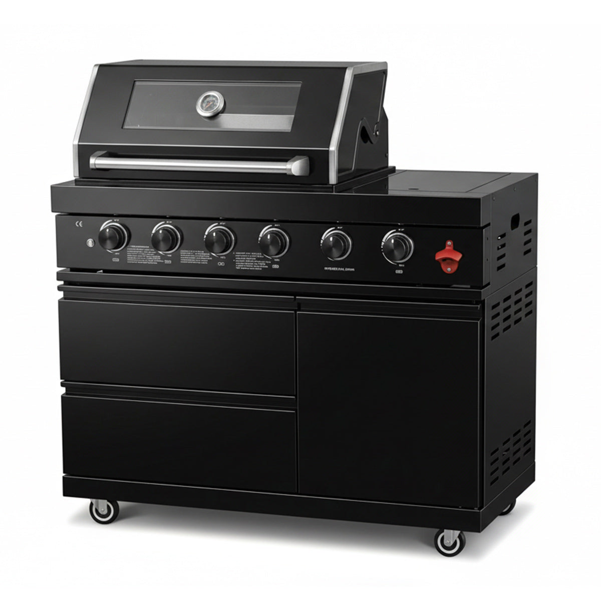 46" Black 4-Burner Outdoor Kitchen Islands Grill Side Burner