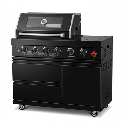 46" Black 4-Burner Outdoor Kitchen Islands Grill Side Burner