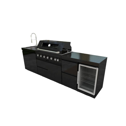 115" 6-Burner 85,000 Black Outdoor Kitchen Island Grill Rotisserie kit