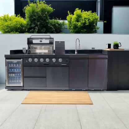 NG 104" 4-Burner 72,000 BTU Black Outdoor Kitchen Island Grill + Rotisserie Kit