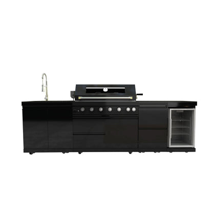 115" 6-Burner 85,000 Black Outdoor Kitchen Island Grill Rotisserie kit