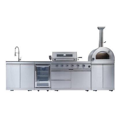 125" 10,8000 BTU 4-Burner Outdoor Kitchen Island Grill with Pizza Oven