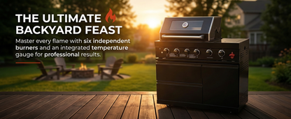46"  Four Burners Black Outdoor Kitchen Islands Grill + Side Burner