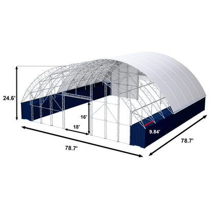 80'x80'x25' Double Truss Container Canopy Shelter– Reinforced Series