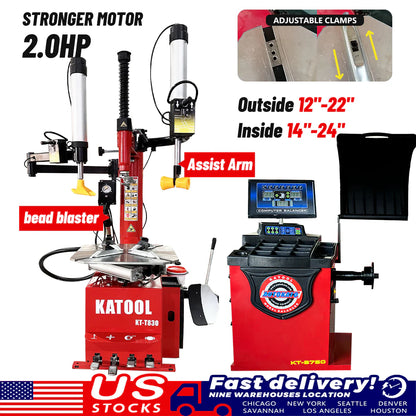 Katool Tire Changer KT-T830 & Wheel Balancer KT-B750 with Motorcycle Adaptors