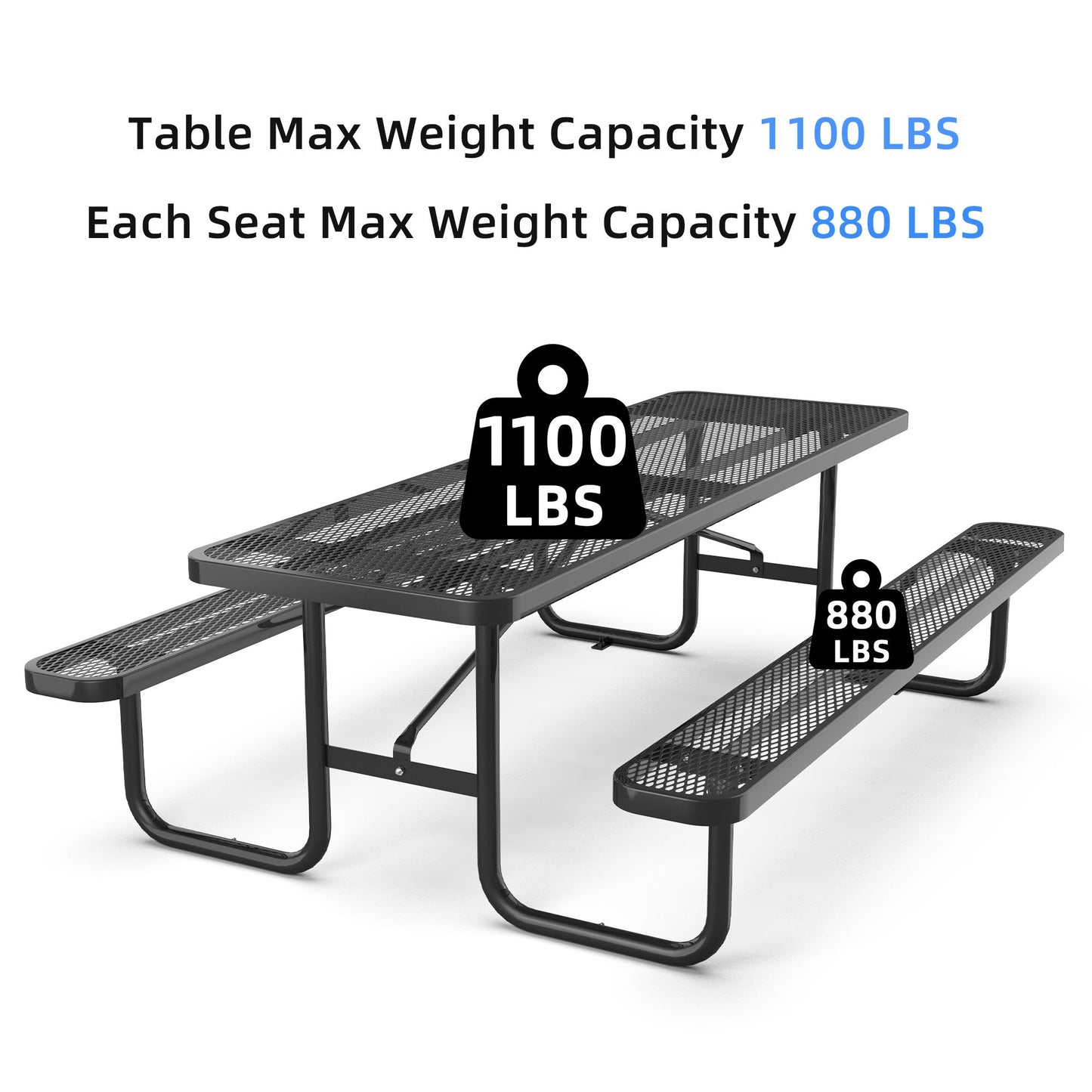 8 ft Metal Picnic Tables for Outdoors