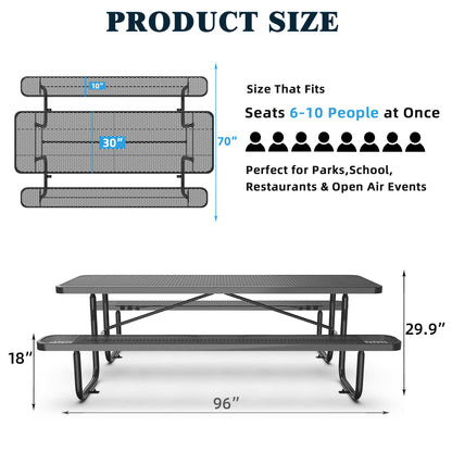 8 ft Metal Picnic Tables for Outdoors