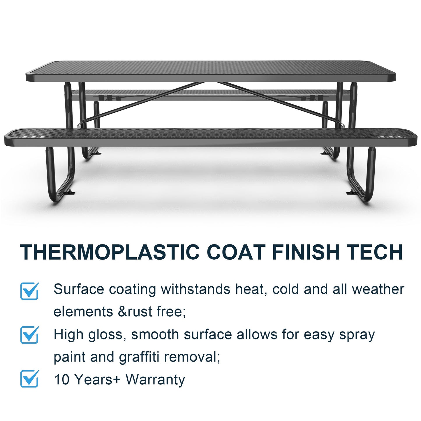 8 ft Metal Picnic Tables for Outdoors
