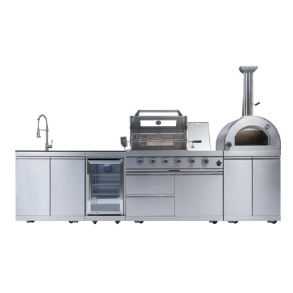 125" 10,8000 BTU 4-Burner Outdoor Kitchen Island Grill with Pizza Oven