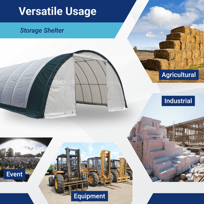 W30'xL85'xH15' Single Truss Arch Storage Shelter
