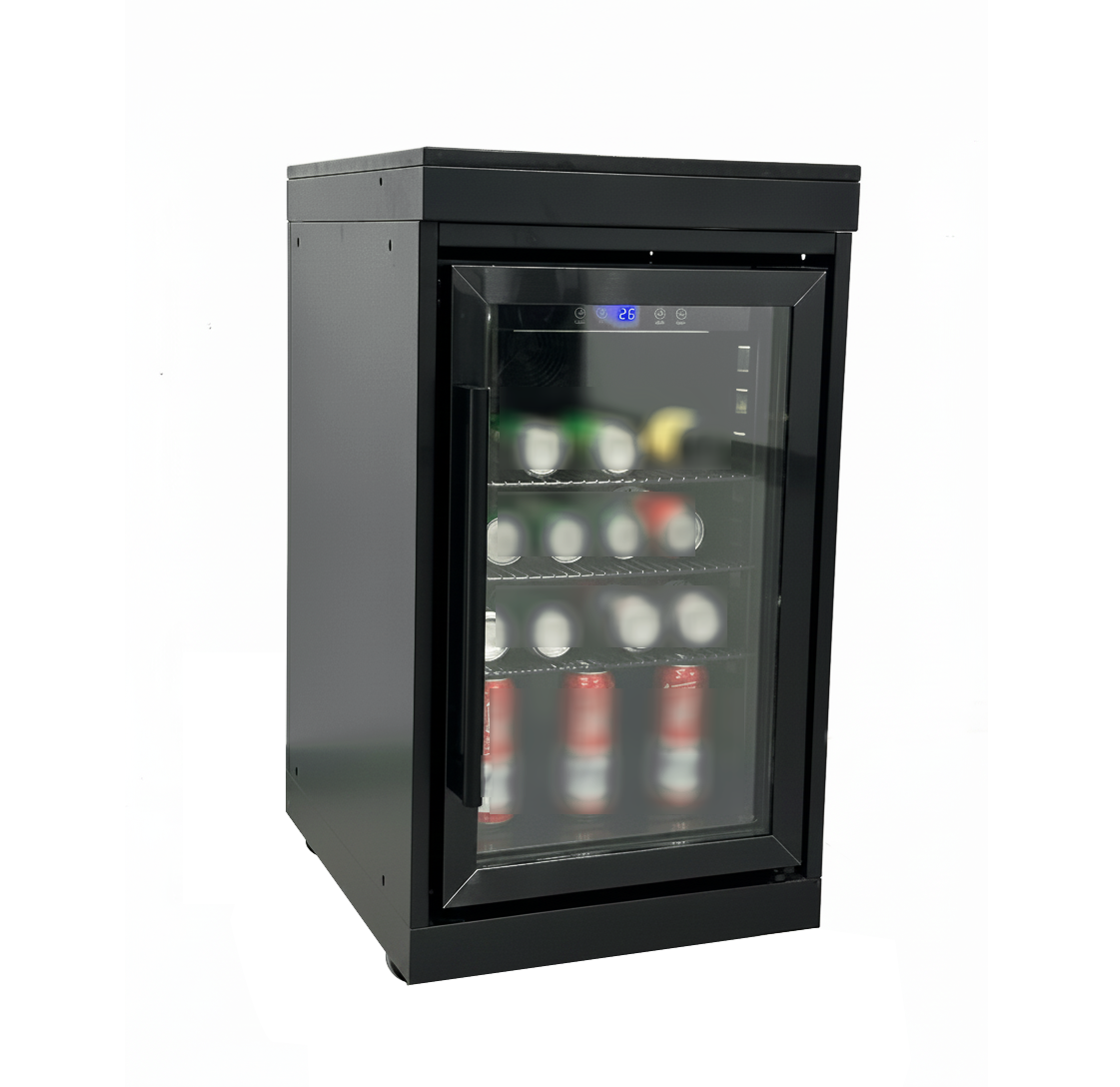 Black Single Door Fridge Cabinet Outdoor Kitchen Islands