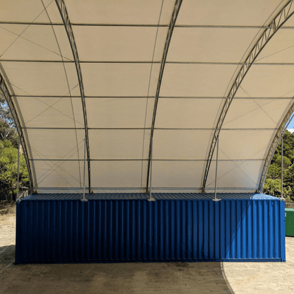 40'x40'x15' Double Truss Shipping Container Canopy Shelter, Outside