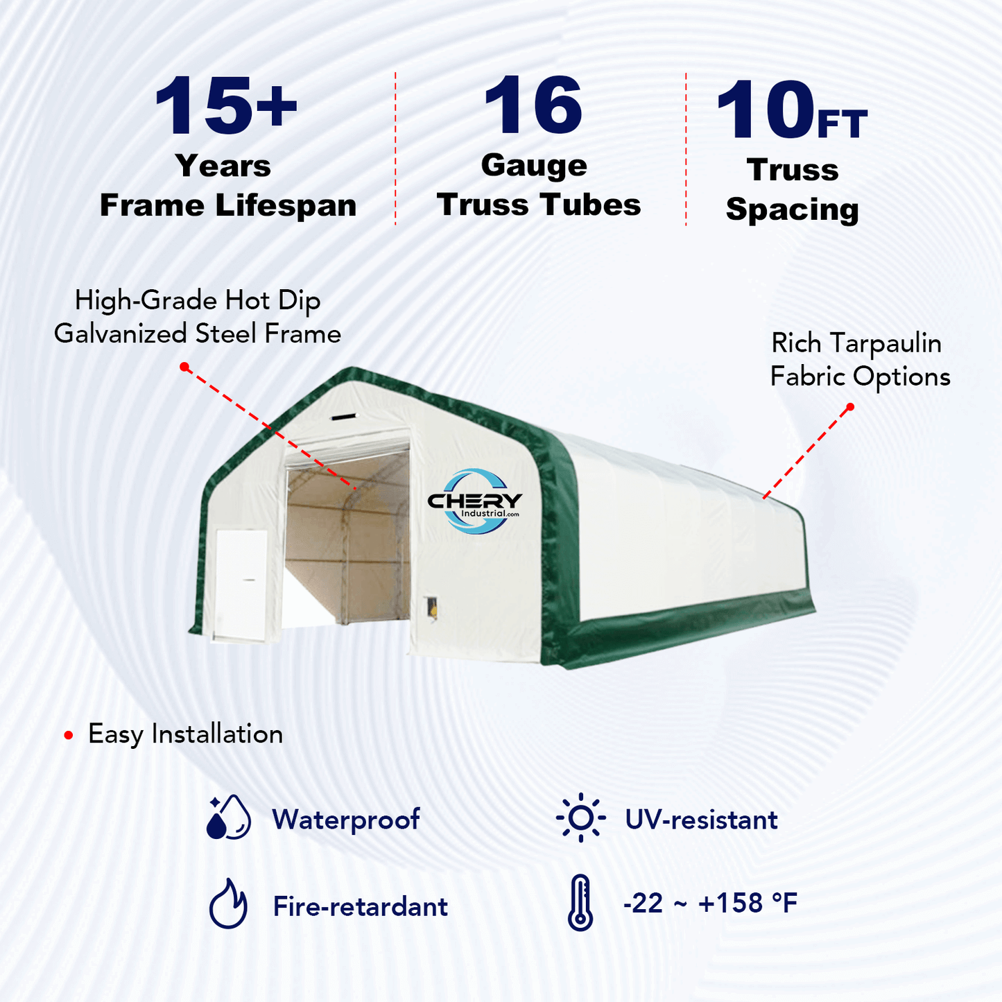W30'xL80'xH20' Double Truss Storage Shelter