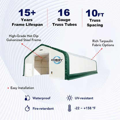 W30'xL80'xH20' Double Truss Storage Shelter