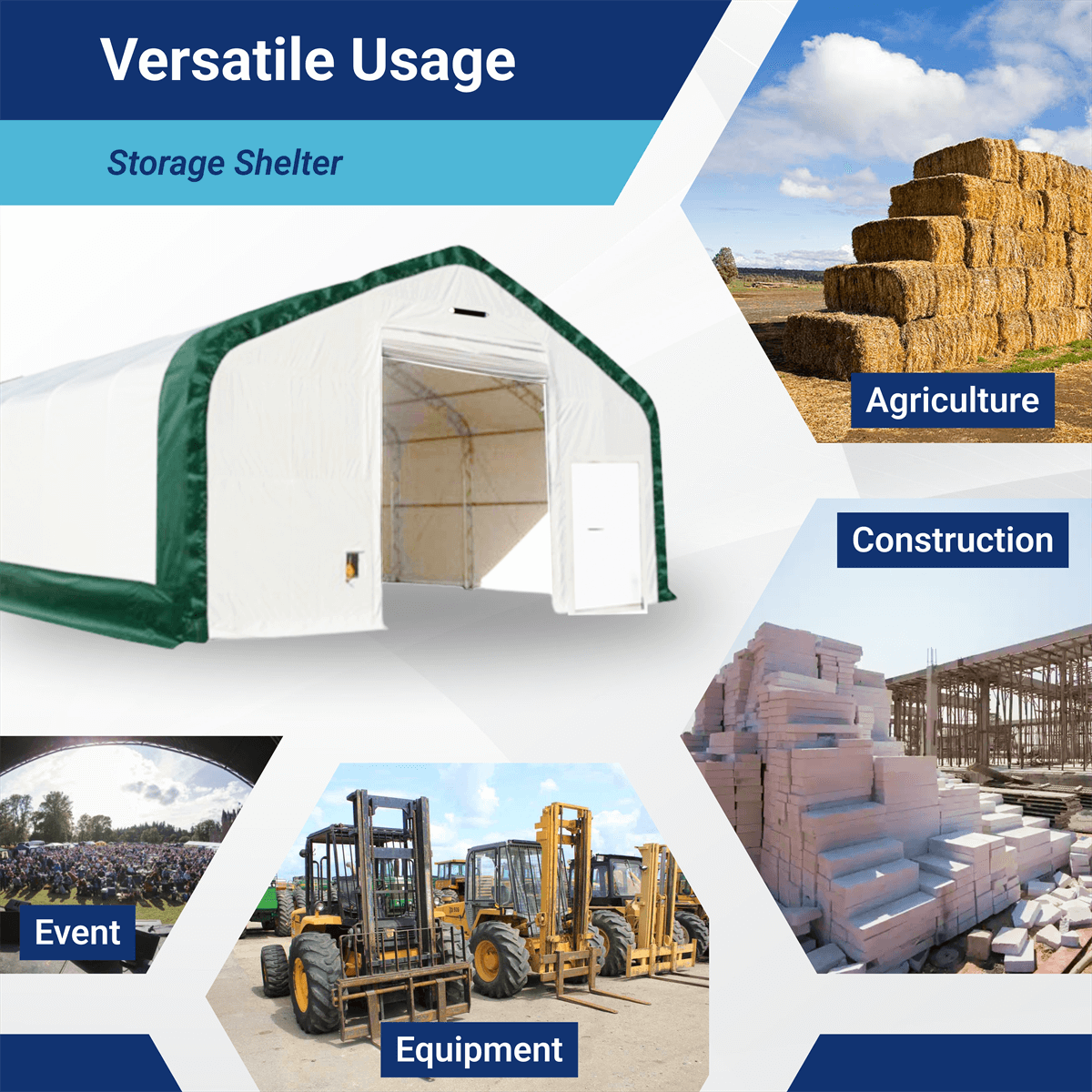 W30'xL60'xH20' Double Truss Storage Shelter