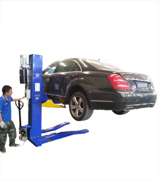 LEADER Mobile Single Post Lift – Compact Hydraulic Lift for Premium Workshop Spaces