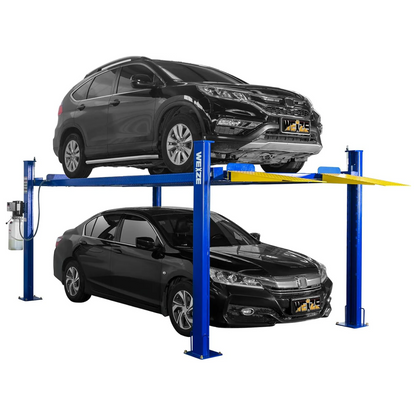 WEIZE 8500lbs 4 Post Car Lift with Caster Kits, Auto Car Storage Lift for Home Parking Garage