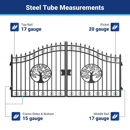 14x8 ft Steel Dual Swing Driveway Gate