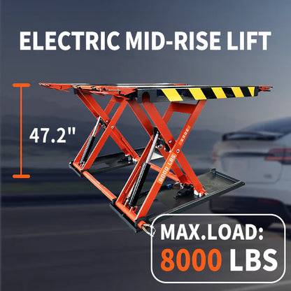 KATOOL 8000 lbs Mid Rise Scissor Lift X90E Electric 110v 47'' Release Auto Lift Car Lift