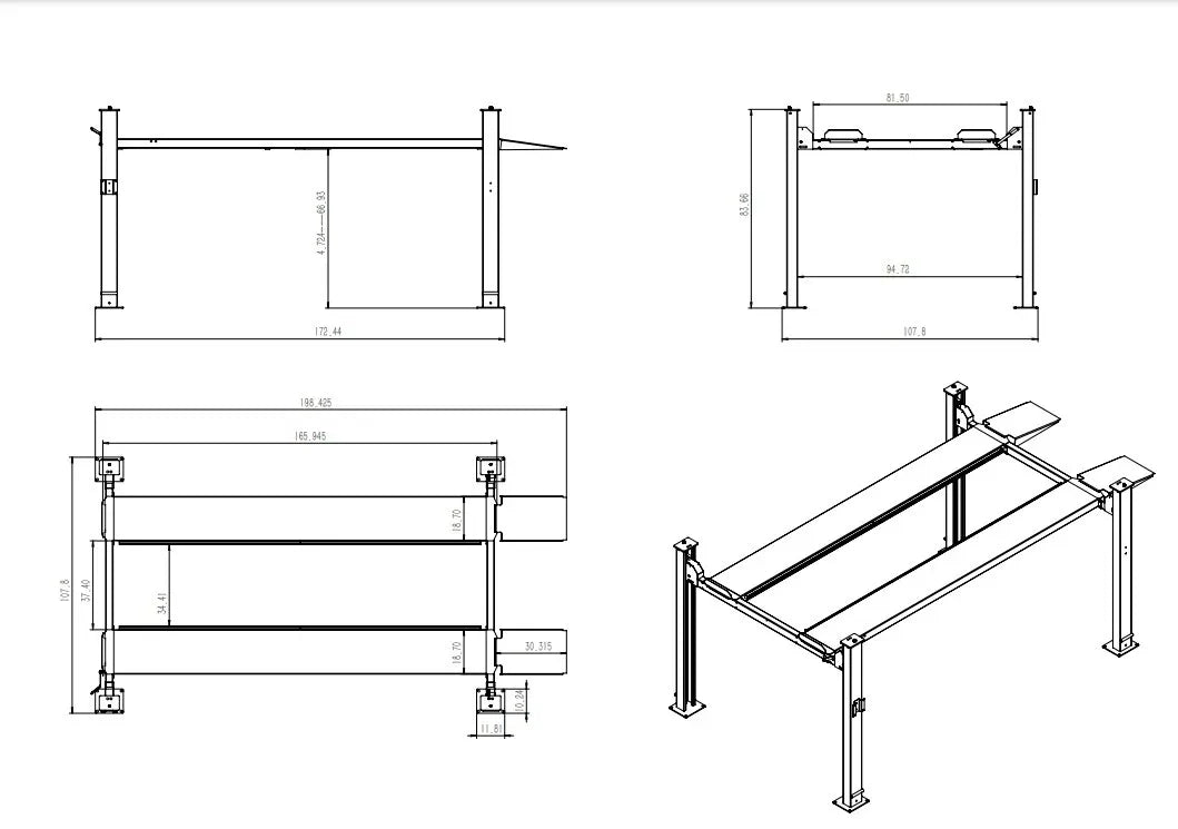 Katool KT-4H850 8,500Lbs Heavy Duty 4-Post Car lift *Shipping included*