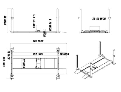 Katool KT-4H850 8,500Lbs Heavy Duty 4-Post Car lift *Shipping included*