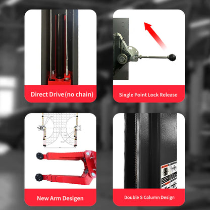 Katool KT-AS110D Two Post Asymmetrical Vehicle Lift 11,000lbs Single Point Lock Release