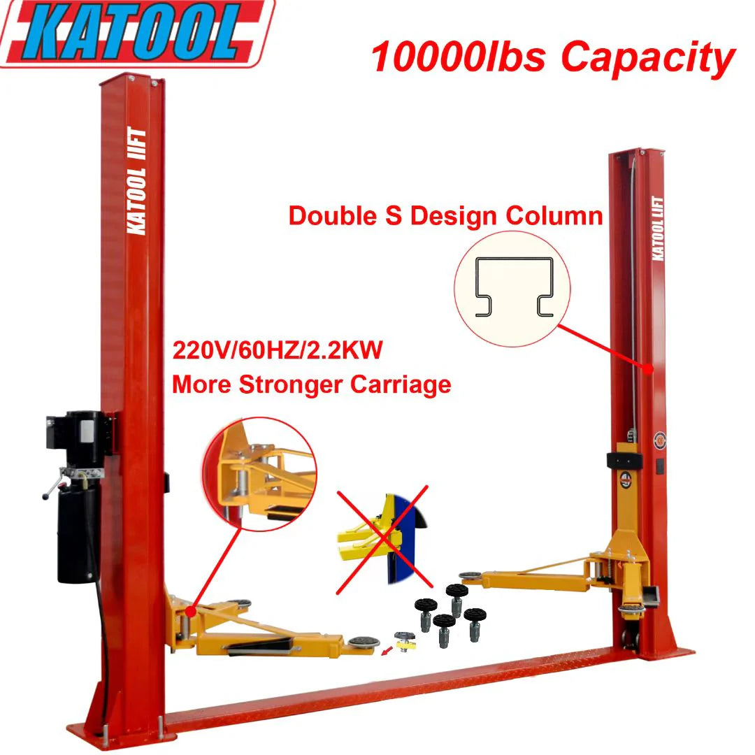 Katool KT-H100 Two-Post Vehicle Lift – 10,000 lbs Capacity (Shipping Only)