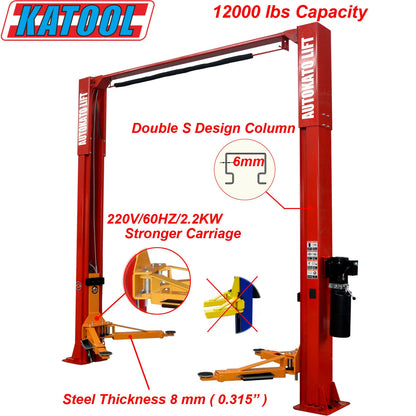 Katool KT-M120 12,000lbs Two Post Clear-floor Vehicle Lift