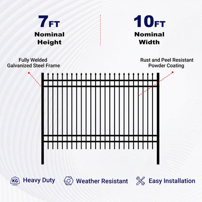 10x7 ft Steel Fence with 4 Rails, 30 Panels