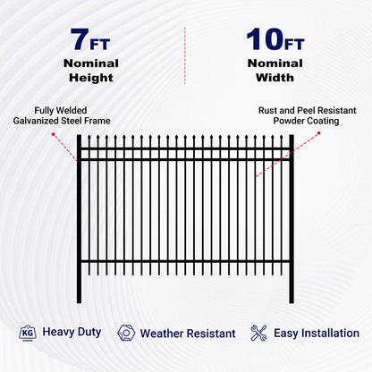 10x7 ft Steel Fence with 3 Rails, 30 Panels