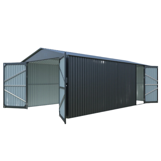 10'x20' Plus Upgraded Metal Shed with Double Front Doors & Side Entry Door